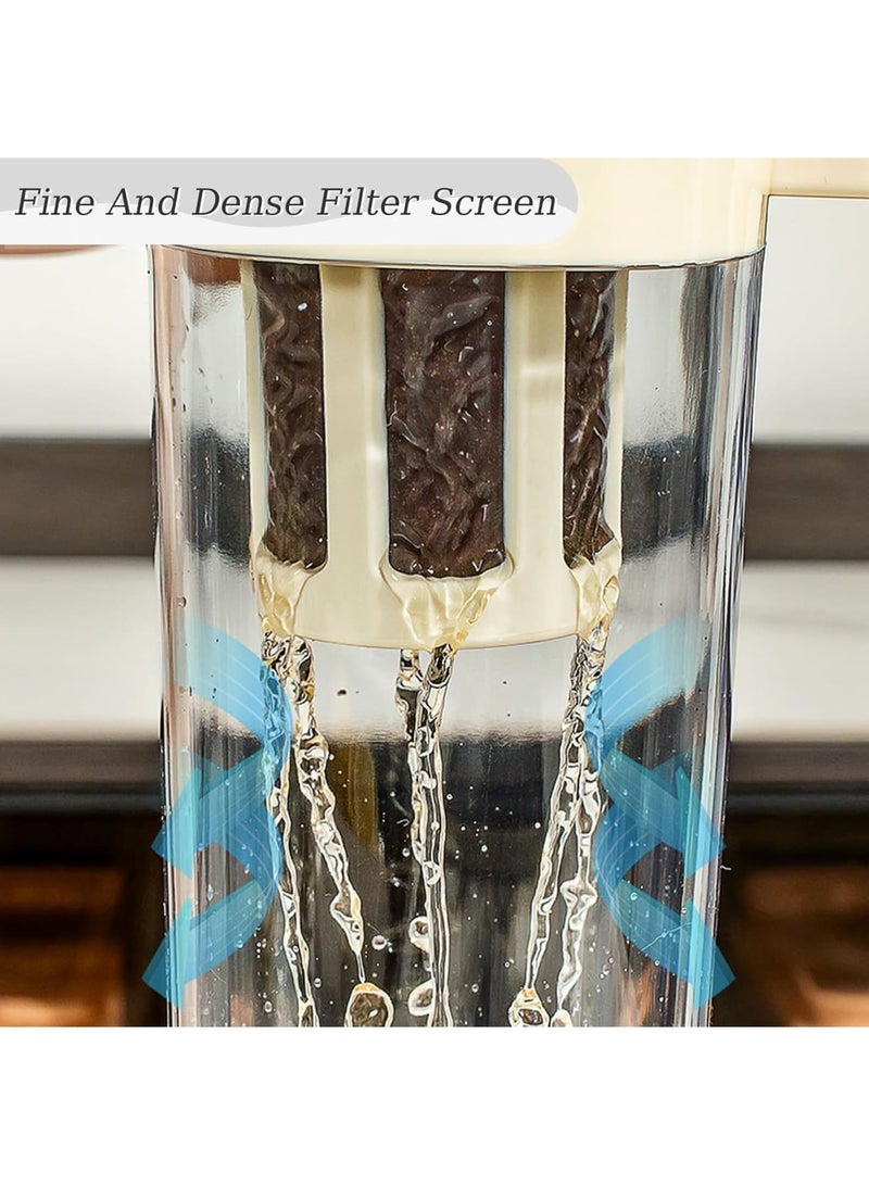 SOLARAE Cold Brew Coffee Maker with Removable Nylon Filter Net, 1100ML PP Coffee Cups with Top Handle Style, Manual Cold Brew Coffee Maker, Ice Fruit Teapot Filter, Beige - Image 4