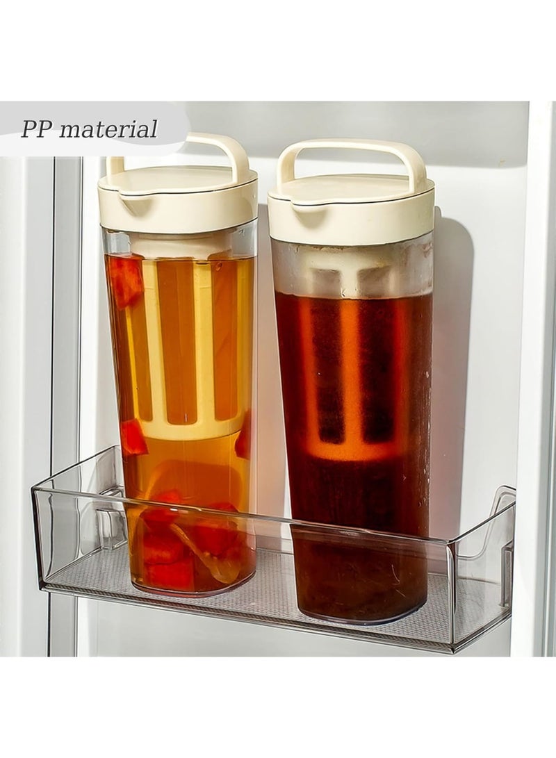 SOLARAE Cold Brew Coffee Maker with Removable Nylon Filter Net, 1100ML PP Coffee Cups with Top Handle Style, Manual Cold Brew Coffee Maker, Ice Fruit Teapot Filter, Beige - Image 5