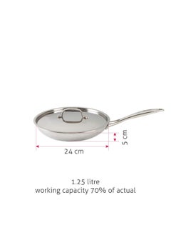 ALDA Alda Triply Stainless Steel Fry Pan 24 Cm with Lid (1.25 LTR)  - Image 3