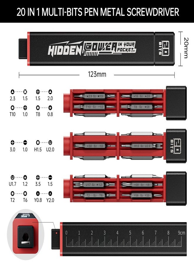 JAKEMY 20-in-1 Metal Precision Screwdriver Set, 10 Pcs Reinforced S2 Steel Precision Double-head Bits, Manual Pen Shaped Screwdriver Kit, Portable Screwdriver Repair Tool Kit - Image 3