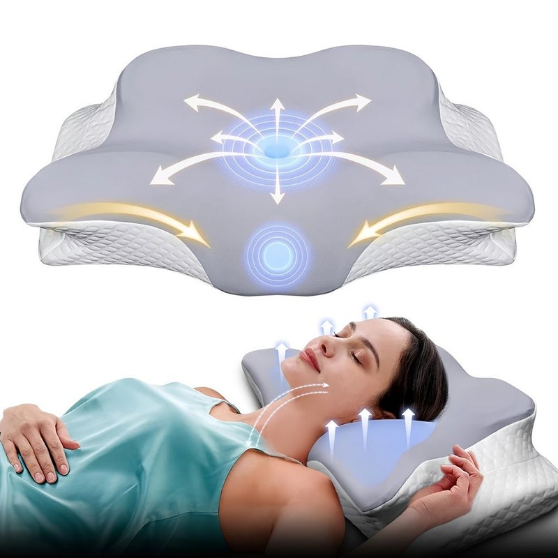 Sky Blue Butterfly Pillow Comfortable for Back Side Sleepers Machine Washable - Image 1