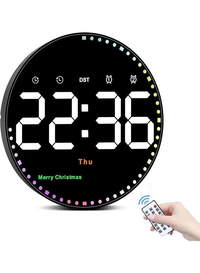 The Bros Large Display LED Digital Wall Clock- Remote Controlled clock, Ten Level of Brightness Adjustment, Two Alarms, Suitable for Living Room, Bedroom, Study, Dining Room, Office