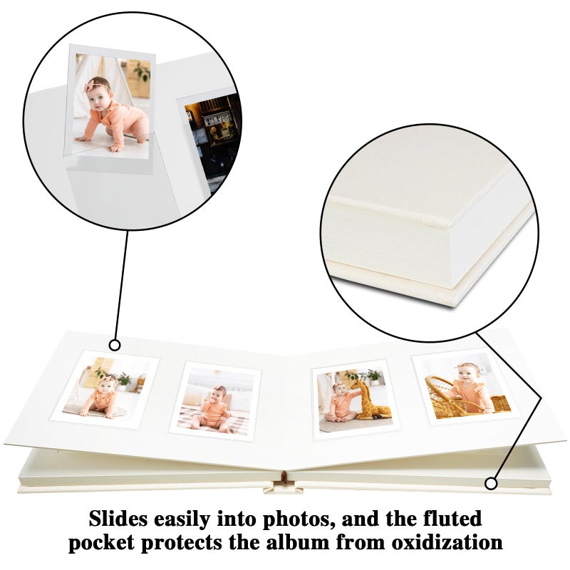 Vienrose Mini Photo Album - 52 Pocket Fits Instant Camera (12, 11, 9, 8, 90, 25), Polaroid Snap PIC-300, Kodak Mini 3-Inch Film, Beige - Image 2