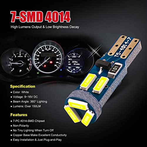DODOFUN High Bright White T5 37 74 PC74 PC37 LED Bulb with Twist Lock Socket for Dashboard Instrument Panel Gauge Cluster Light and Map Vanity Mirror Glove Box Indicator Light - Image 2