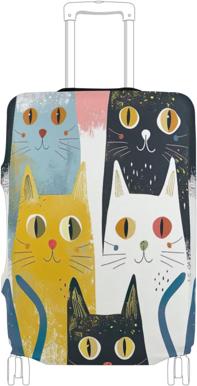 Cat Luggage Cover for Suitcase, Elastic Travel Protector with Zipper, Washable Anti-Scratch Dustproof Luggage Sleeve Fits 22-24 Inch - Image 1