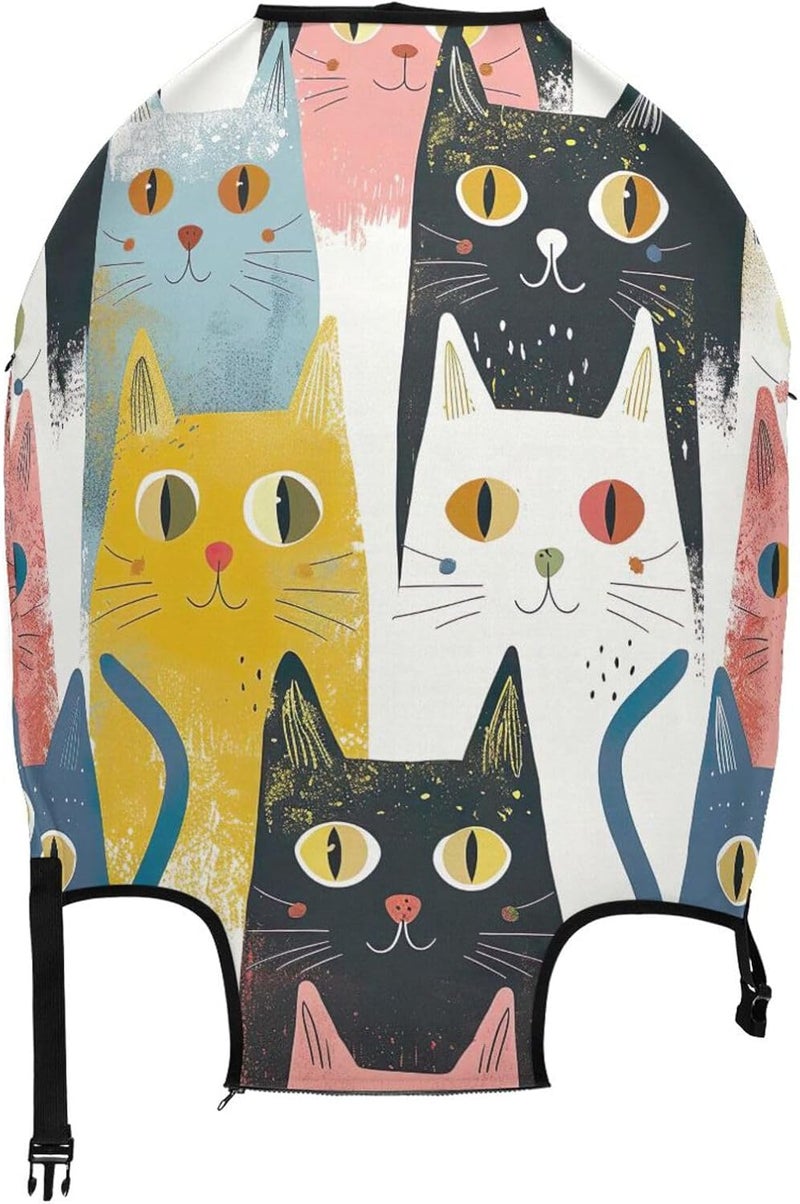 Cat Luggage Cover for Suitcase, Elastic Travel Protector with Zipper, Washable Anti-Scratch Dustproof Luggage Sleeve Fits 22-24 Inch - Image 2