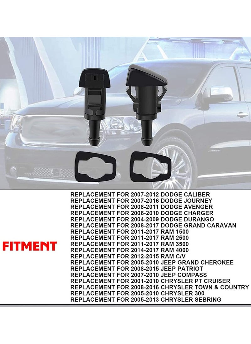TLAXCA - 2PCS Front Windshield Washer Nozzles, Windshield Wiper Sprayer Nozzle Jet Kit Replacement for Chrysler, Dodge, Jp, Ram Replaces 4805742AB, 4805742AC, 5113049AA, 55077460AA, 5303833AA - Image 1