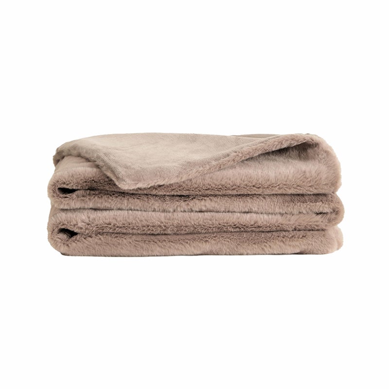 UnHide Lil Marsh  Faux Fur Blanket  Durable Lightweight Extra Soft Blanket  Machine Washable  Mocha Shar Pei Small 50 x 60