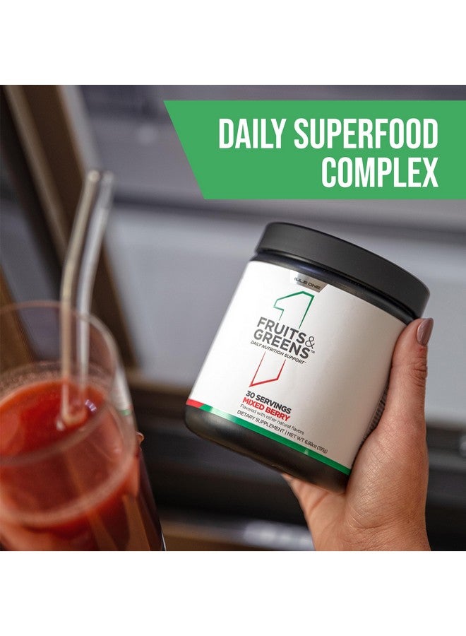 Rule 1 Proteins Rule 1 Fruits & Greens Powder - 40+ Active Ingredients Including 4g Fruit & Vegetable Concentrates + 2g Prebiotic Fiber for Daily Wellness (30 Servings, Mixed Berry) - Image 3