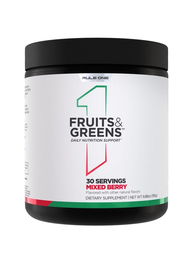 Rule 1 Proteins Rule 1 Fruits & Greens Powder - 40+ Active Ingredients Including 4g Fruit & Vegetable Concentrates + 2g Prebiotic Fiber for Daily Wellness (30 Servings, Mixed Berry) - Image 1