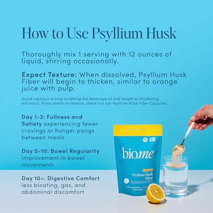 Psyllium Husk Fiber (6g Per Serving) - Psyllium Powder for Digestive Health & Bloating Relief, Sugar Free Lemonade Prebiotic Soluble Fiber Powder, Non-GMO Fiber Supplement, Gluten Free - 30 Servings - Image 5