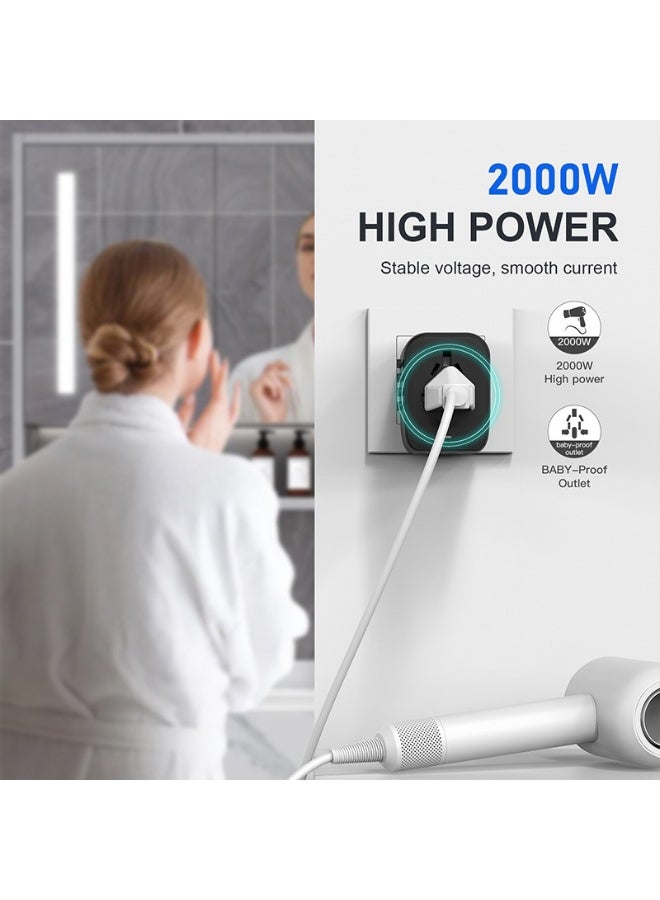 شو وو شاحن سفر عالمي - مقبس تحويل متعدد الدول مع 2 USB + 2 C  - Image 2