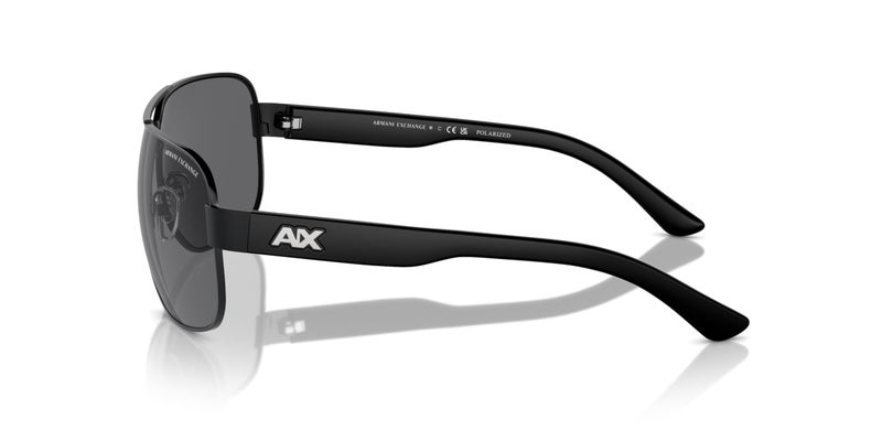 Armani Exchange A|X ARMANI EXCHANGE Men's AX2012S Rectangular Sunglasses, Matte Black/Grey Polarized, 62 mm - Image 2