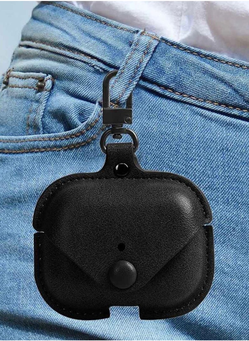 MOXOM AirPods Pro 3 Case Leather Case Cover with Keychain Compatible with Apple AirPods Pro 3 Black  - Image 2