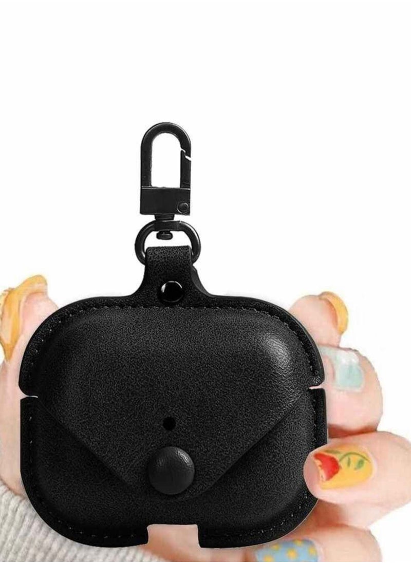 MOXOM AirPods Pro 3 Case Leather Case Cover with Keychain Compatible with Apple AirPods Pro 3 Black  - Image 3