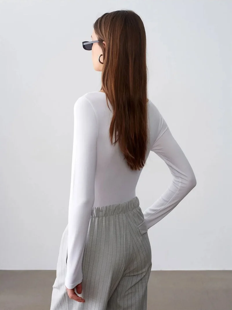 Dilvin DILVIN Slim Fit Boat Neck Bodysuit