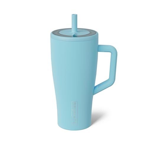 BrÃ¼Mate BrMate Era 30 oz Tumbler with Handle Straw 100 Leakproof Insulated Water Bottle Tumbler with Lid Flexible SoftSip Straw Made of Stainless Steel Cup Holder Friendly 30oz Glacier - Image 1