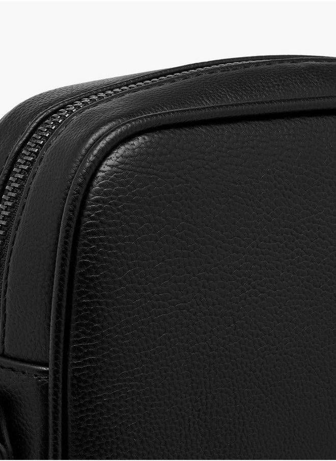 DUCHINI Men's Textured Crossbody Bag with Adjustable Strap and Zip Closure  - Image 5
