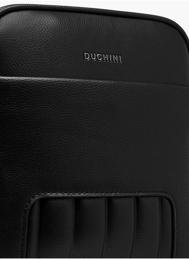 DUCHINI Men's Textured Crossbody Bag with Adjustable Strap and Zip Closure  - Image 4