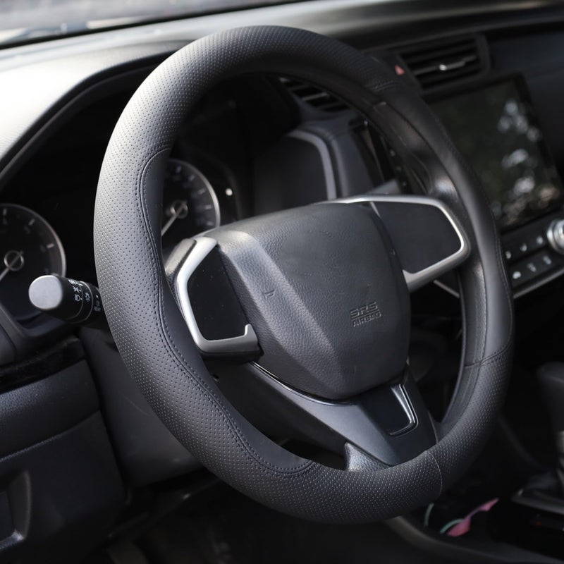 szyuchen غطاء عجلة القيادة SZYUCHEN لسيارات فورد F150/F-150 F250 F350 سوبر ديوتي إكسبيديشن XLT XL لاريت كينغ رانش بلاتينيوم ليمتد تريمور لايتنينغ ملحقات السيارات والشاحنات، 2025 جلد أسود - 15.5-16 بوصة - Image 3