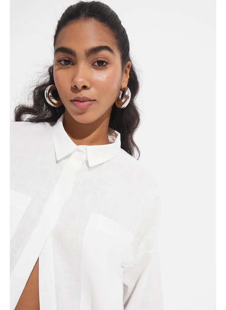 جون Women's Boyfriend/Wide Cut 100% Cotton Shirt