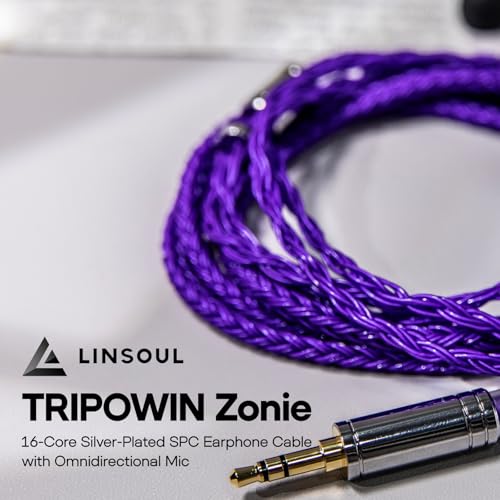Linsoul كابل Linsoul Tripowin Zonie IEM، 16 نواة مطلية بالفضة، كابلات سماعات أذن مطورة، 1.25م SPC في كابل مراقبة الأذن لـ 7hz Zero:2 Orchestra Lite Cadenza Hype4 Supermix4 (2 دبوس 0.78 مم، 3.5 مم) (بنفسجي) - Image 2