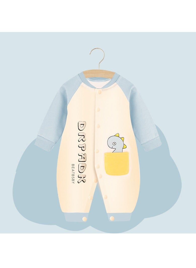 xozgdovg Baby onesie Spring and autumn newborn clothes pure cotton autumn pajamas autumn baby boys and girls baby clothing 24m/90cm blue dinosaur 