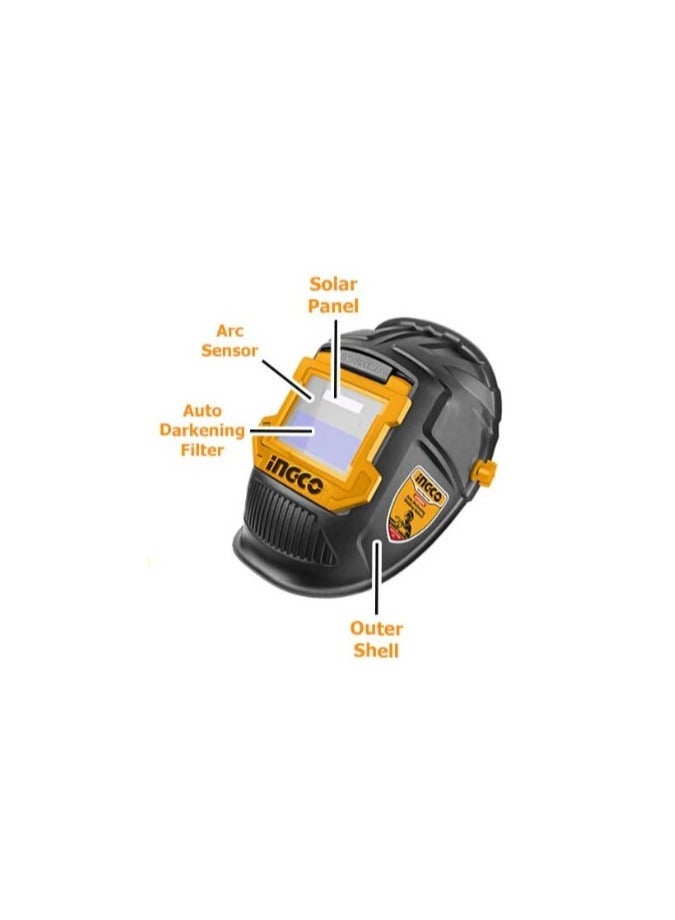 INGCO BUILDMATE Auto Darkening Welding Helmet 90x35mm Viewing Area Welder Face Shield Headgear Welding Visor Protection Mask, Model : AHM009 - Image 5