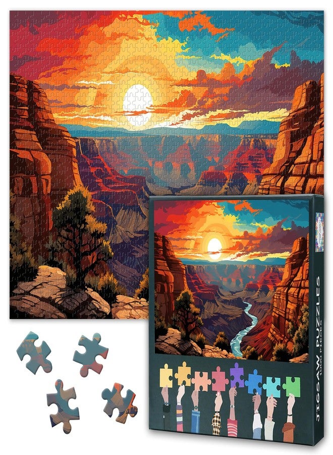 Rebotipy Jigsaw Puzzles for Adults 1000 Pieces - Stunning Grand US Canyon National Park Puzzle Artwork | 1000 Piece Puzzle for Adults with Nature Photography Detail | Stress Relief & Home Decor - Image 1