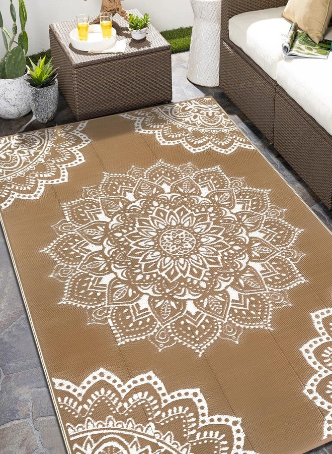 Yamaziot Waterproof Outdoor Rug 6x9 ft, Reversible Plastic Straw Rug for Patio Clearance, Camping, RV Mat, Large Outside Rug Carpet for Porch, Deck, Backyard, Balcony, Picnic (Brown) - Image 1