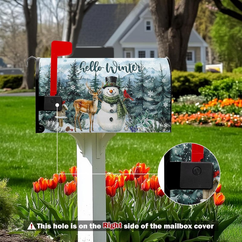 Farg Hello Winter Snowman Mailbox Covers Magnetic Christmas Snow Xmas Mailbox Cover Standard Size 21 x 18 Inch Snowflake Holiday Mail Box Wraps for Farmhouse Garden Yard Decor - Image 5