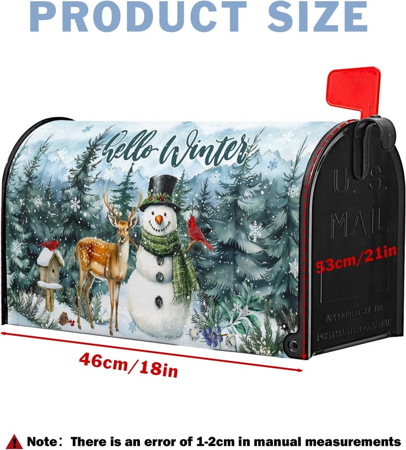 Farg Hello Winter Snowman Mailbox Covers Magnetic Christmas Snow Xmas Mailbox Cover Standard Size 21 x 18 Inch Snowflake Holiday Mail Box Wraps for Farmhouse Garden Yard Decor - Image 3