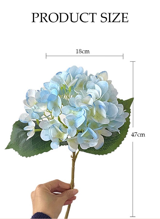 DUNISO 2 White Hydrangeas and 2 Blue Fake Hydrangeas, Artificial Flowers, Long Stems, for Home Wedding Party Decoration - Image 2