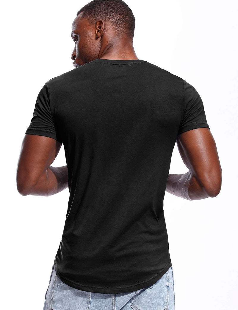 Zbrandy Deep V Neck T Shirt for Men Low Cut Vneck Tee Invisible Tshirt Vee Top Black L - Image 4