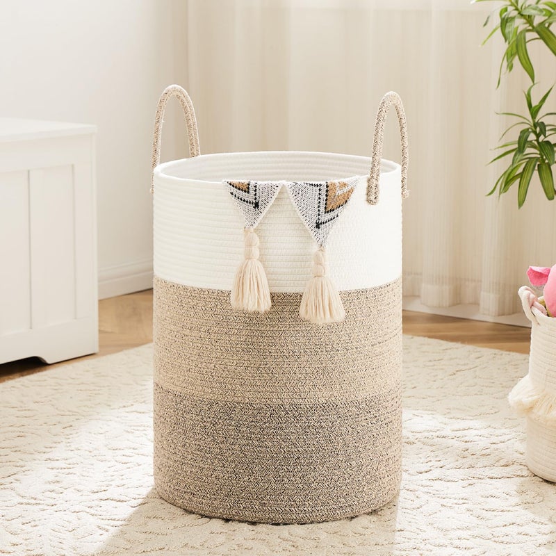 Artfeel Laundry BasketWoven Cotton Rope Laundry Hamper80L for Decorative Storage of Dirty ClothesToys and Blankets in BathroomBedroom and Living Room