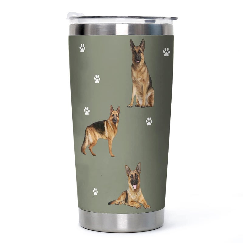 DJY German Shepherd Dog Tumbler Vacuum Stainless Steel Insulated Coffee Travel Cup Gift to Dad Dog MomDog Lovers Dog Pattern Tumbler Mug for Hot and Cold Drinks