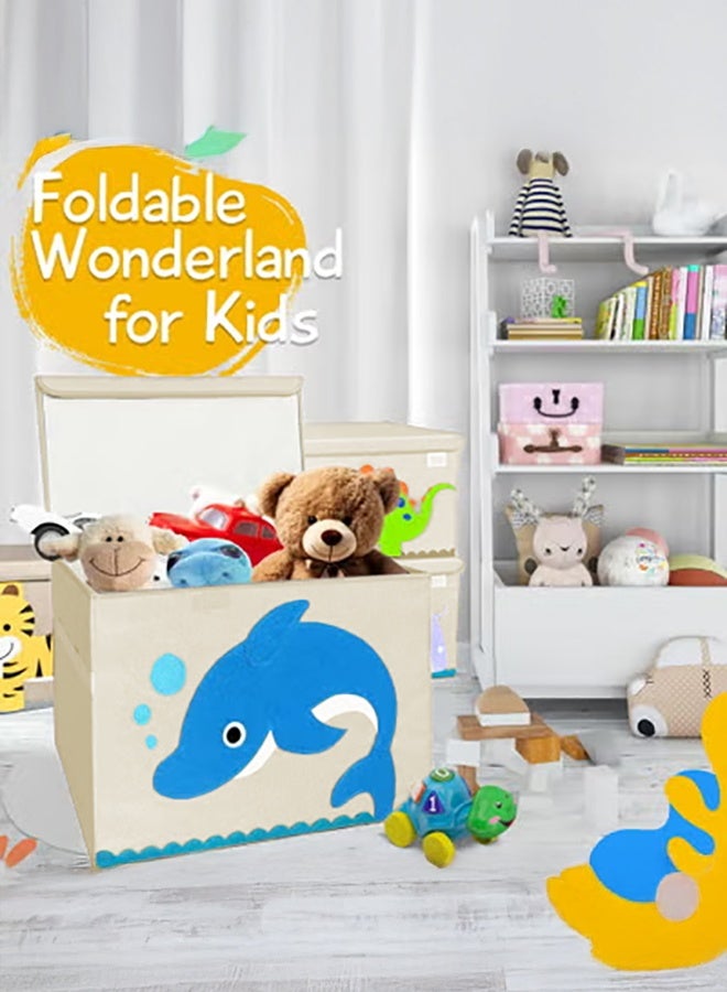 XiuWoo Collapsible Storage Box With Lid, Animal Storage Boxes, Portable, Large Toy Storage Unit for Children, Baby, Toddler, Great for storing toys, games, clothing more - Image 4