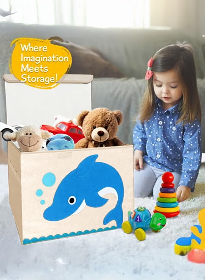 XiuWoo Collapsible Storage Box With Lid, Animal Storage Boxes, Portable, Large Toy Storage Unit for Children, Baby, Toddler, Great for storing toys, games, clothing more - Image 5