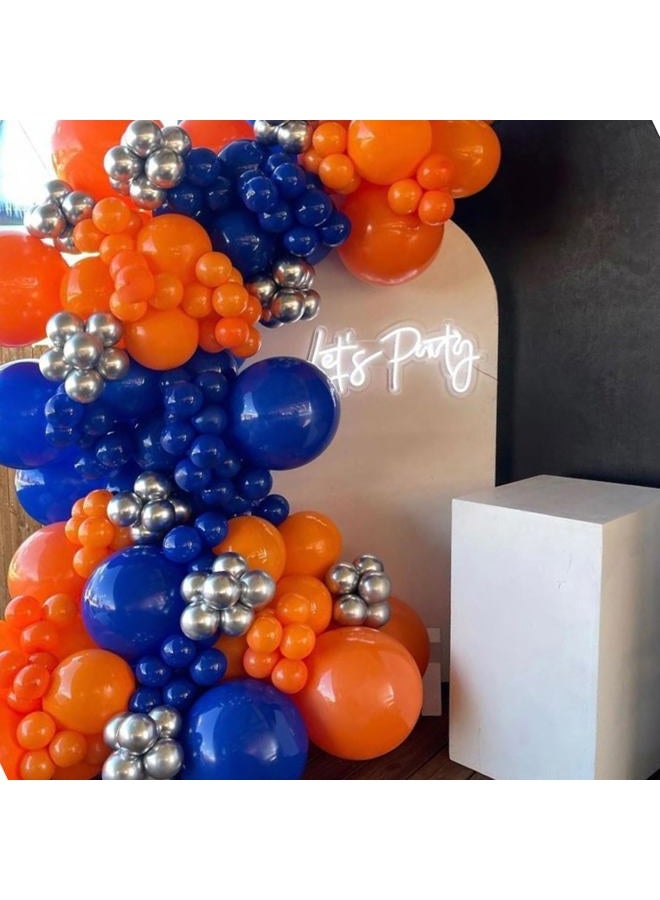 Biapian Blue and Orange Balloons, 50 Pcs 12 Inch Orange Royal Blue Metallic Silver Balloons with Ribbons for Birthday Party Wedding Baby Shower Graduate Decorations - Image 4