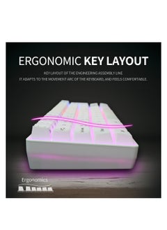 HXSJ Wired 61-Keys RGB Backlit Streamer Gaming Keyboard White  - Image 5