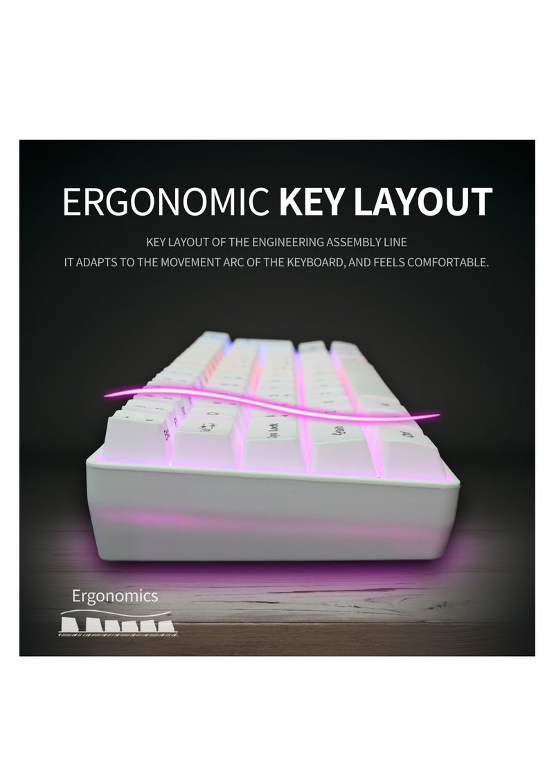 HXSJ - Wired 61-Keys RGB Backlit Streamer Gaming Keyboard White - Image 1