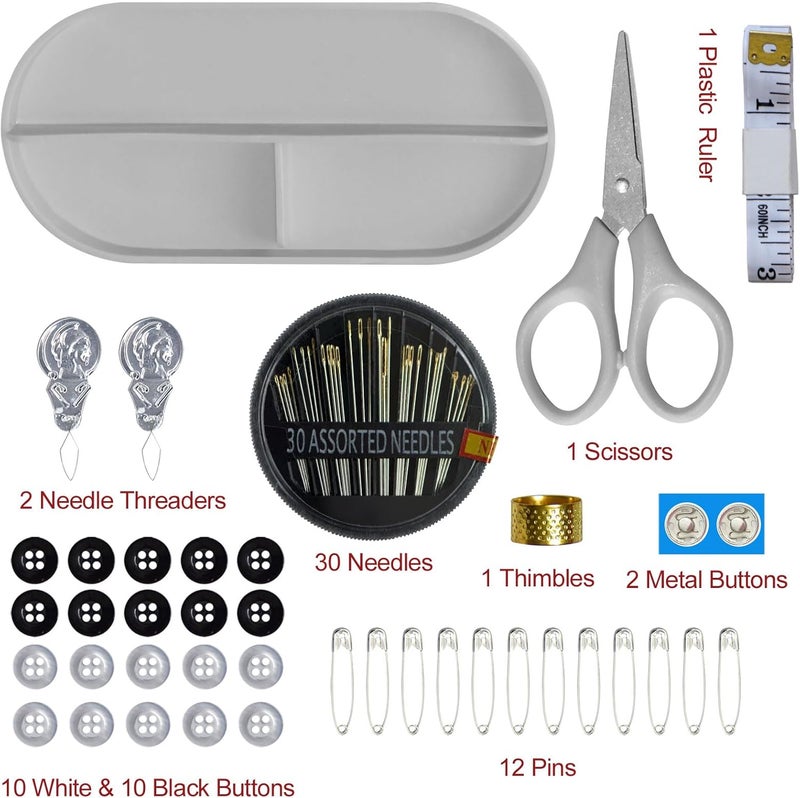 colored bird 40 Spools of Sewing Thread,Gift Box Portable Basic Sewing Repair Kits (Grey) - Image 3