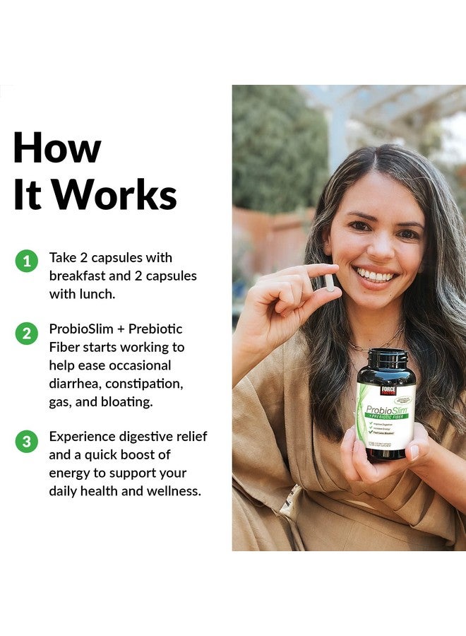 Force Factor Probioslim + Prebiotic Fiber Metabolism Booster For Women & Men Digestive Health Support Green Tea Extract And Psyllium Husk Fiber Force Factor 120 Count (Pack Of 2) - Image 5