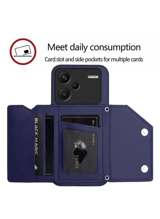 S-TOP Case For Redmi Note 13 Pro+ Skin Feel Four Card Slots Phone Case with Wrist Strap - Image 5