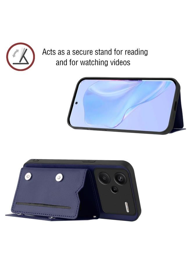 S-TOP Case For Redmi Note 13 Pro+ Skin Feel Four Card Slots Phone Case with Wrist Strap - Image 4