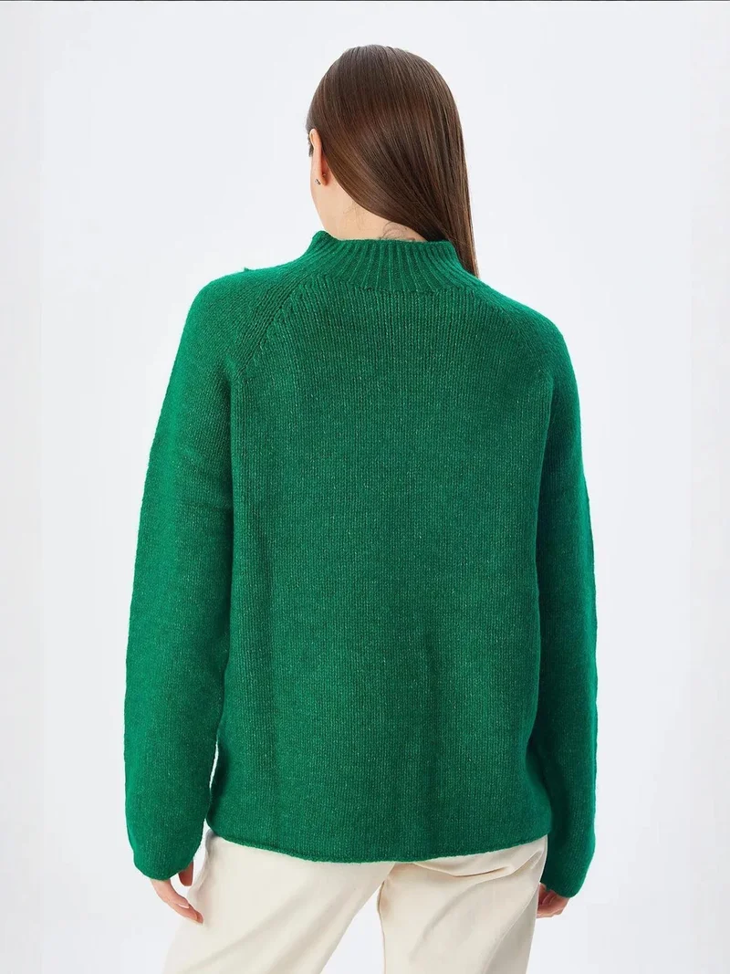 Mixray Green Mixray Knit Half Turtleneck Sweater for Women | Best Price UAE
