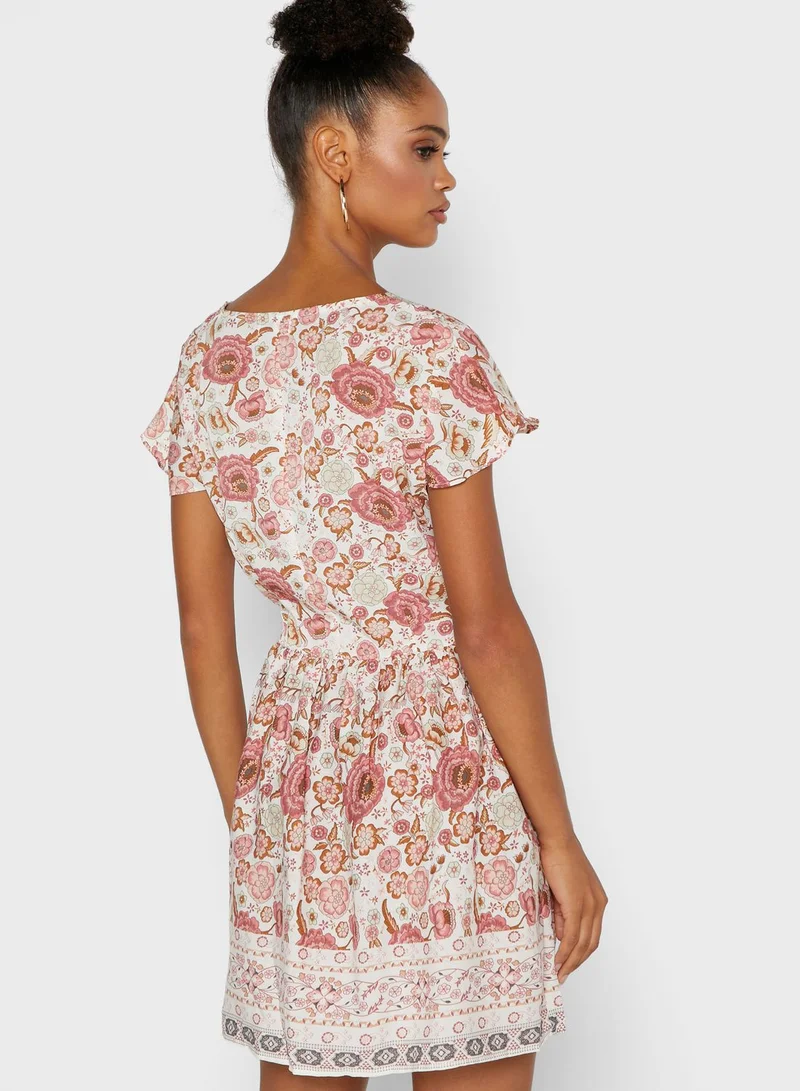 Ginger Floral Print Button Down Mini Dress