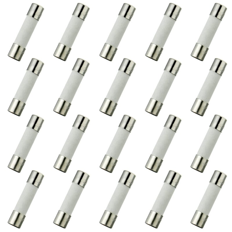 BOJACK T6.3AH250V 5x20mm 6.3A 250V فيوزات خزفية بطيئة الانفجار 6.3 أمبير 250 فولت 0.2x0.78 بوصة أنبوب خزفي فيوزات بتأخير زمني (عبوة من 20) - Image 1