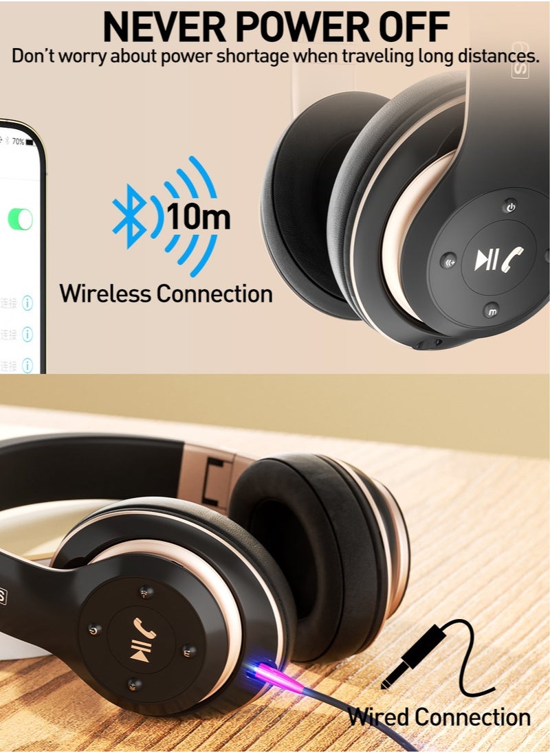 Garlo - Bluetooth Headphones Over Ear 40 Hours Playtime Foldable Wireless Headphones with 6 Modes Headphones with Built in Mic Headset Wireless and Wired Hi Fi Stereo FM TF for Mobile PC TV - Image 1