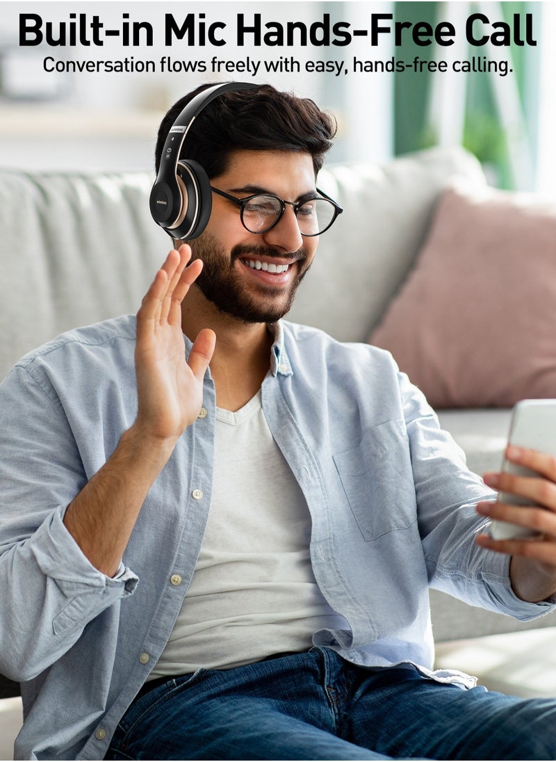 Garlo - Bluetooth Headphones Over Ear 40 Hours Playtime Foldable Wireless Headphones with 6 Modes Headphones with Built in Mic Headset Wireless and Wired Hi Fi Stereo FM TF for Mobile PC TV - Image 1